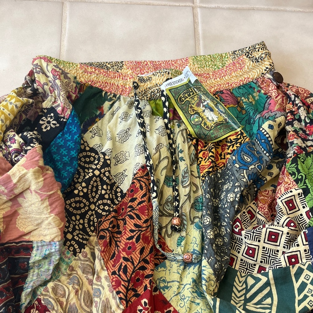 GYPSY ROSE HANDMADE Bohemian Patchwork Maxi Skirt NWT, Hippie - Picture 2 of 12